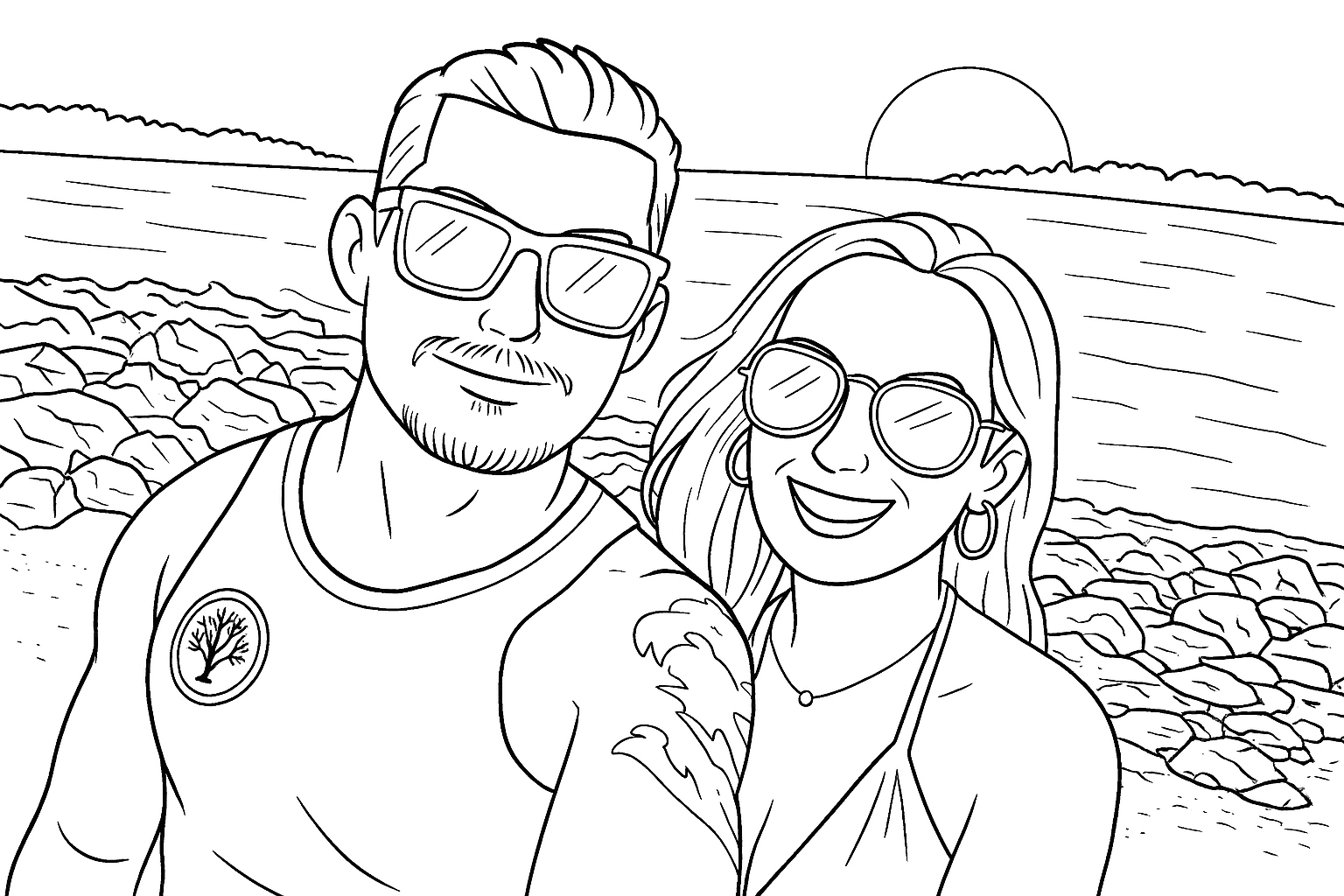 Presente de Aniversário de Namoro: Desenho para Colorir do Casal