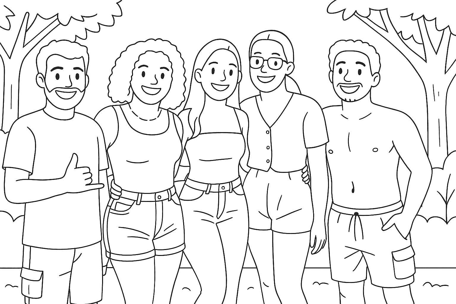 Presente para os Amigos: Desenho para Colorir com Fotos do Grupo