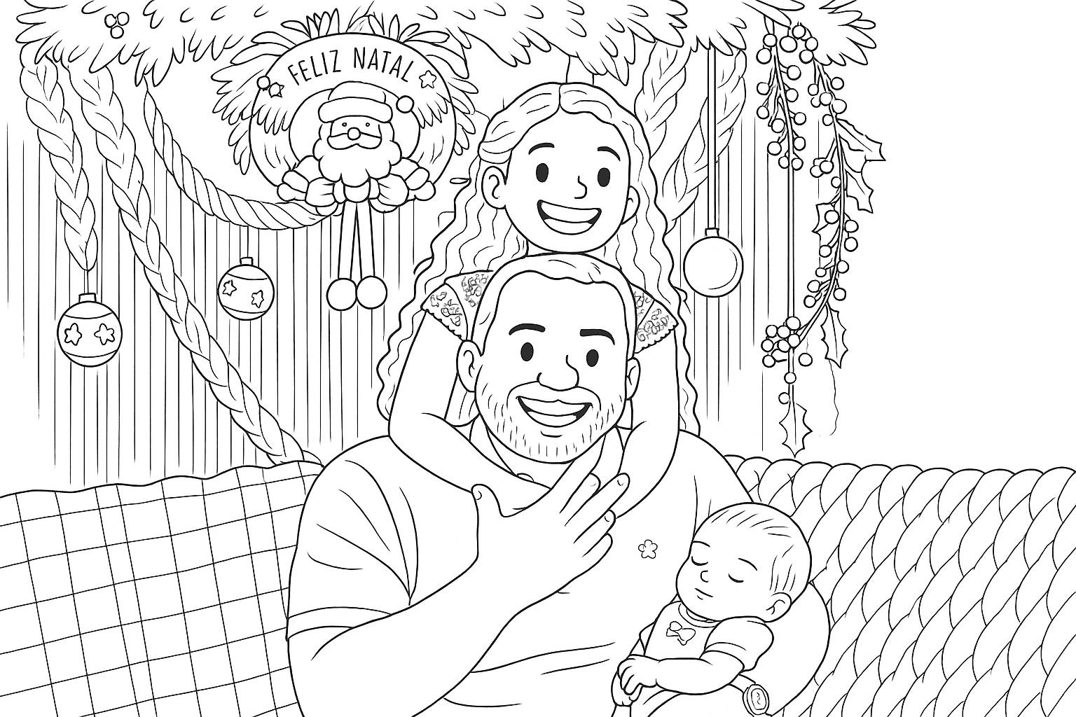 Presente de Natal Personalizado: Desenho para Colorir com a Família