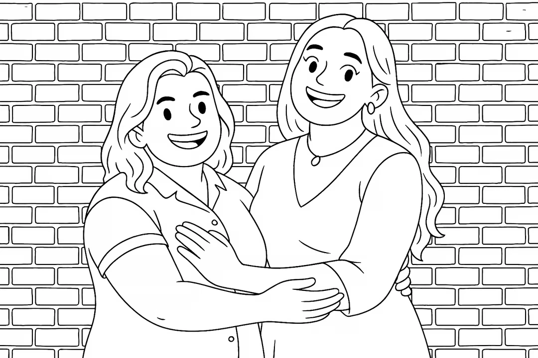 Foto de amigas transformada em desenho
