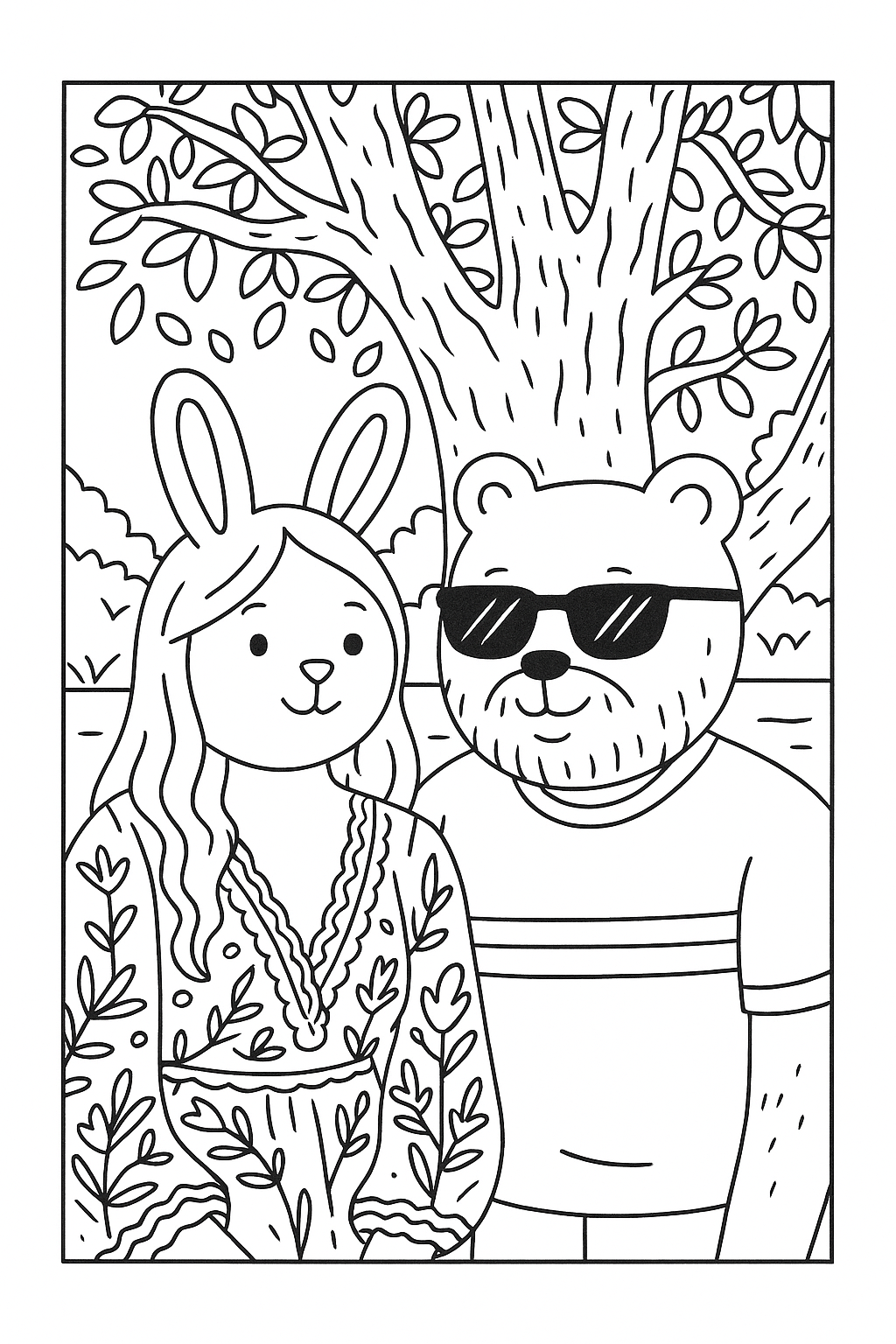 Desenho de casal para colorir